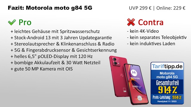 Fazit zum moto g84